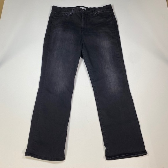 Good American Black Wash High Rise Straight Leg Jeans Women's Size 18 - Picture 1 of 9